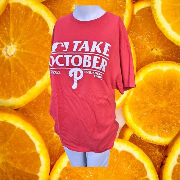 Delta‎ Pro Weight Men Red Philadelphia Phillies 2023 Take October T-Shirt Size L - Picture 4 of 7